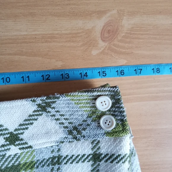 J. Crew Green & Cream Plaid Wool Mini Skirt - Picture 5 of 8